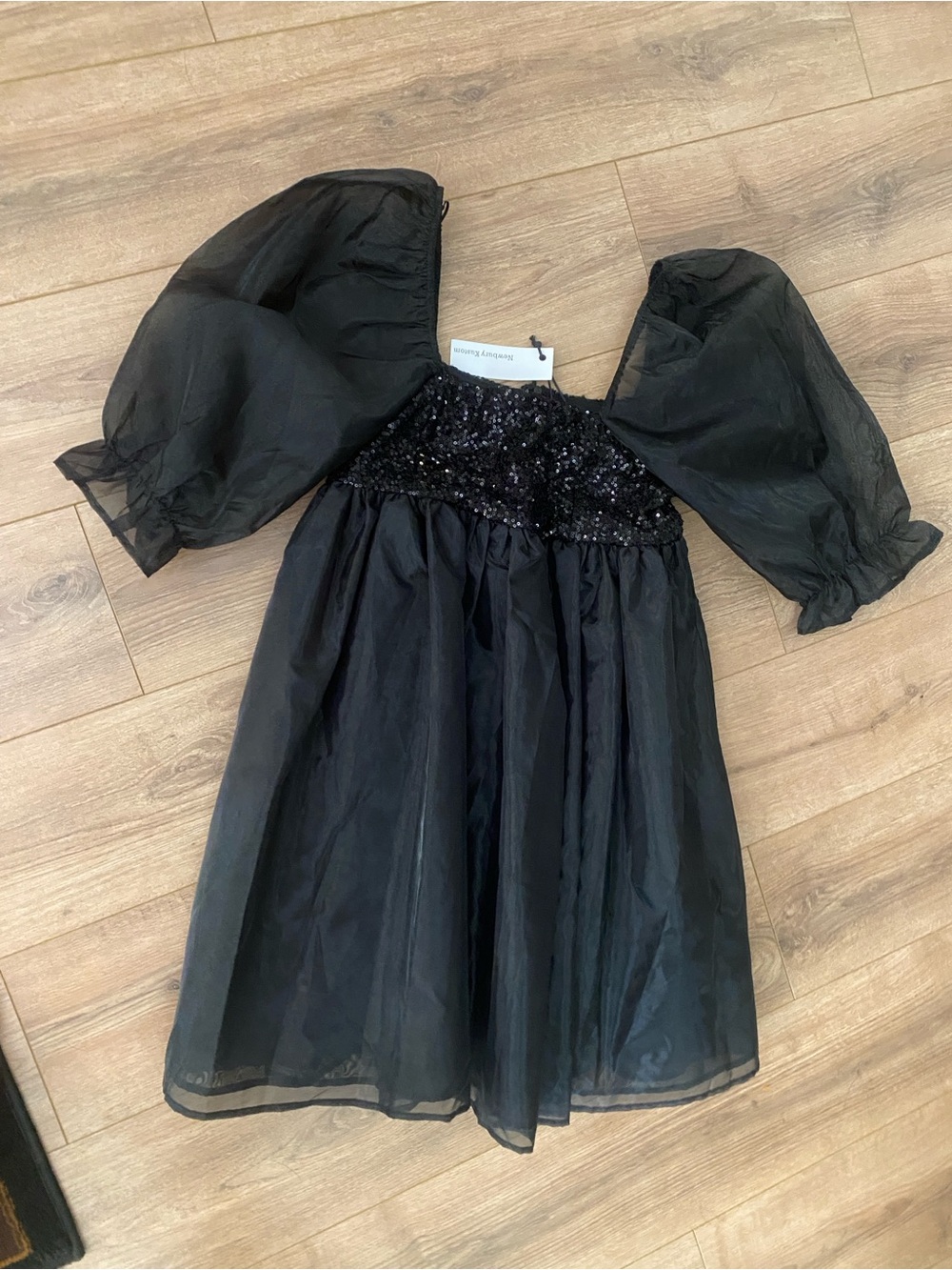 Newbury Kustom Black Midi Babydoll Dress